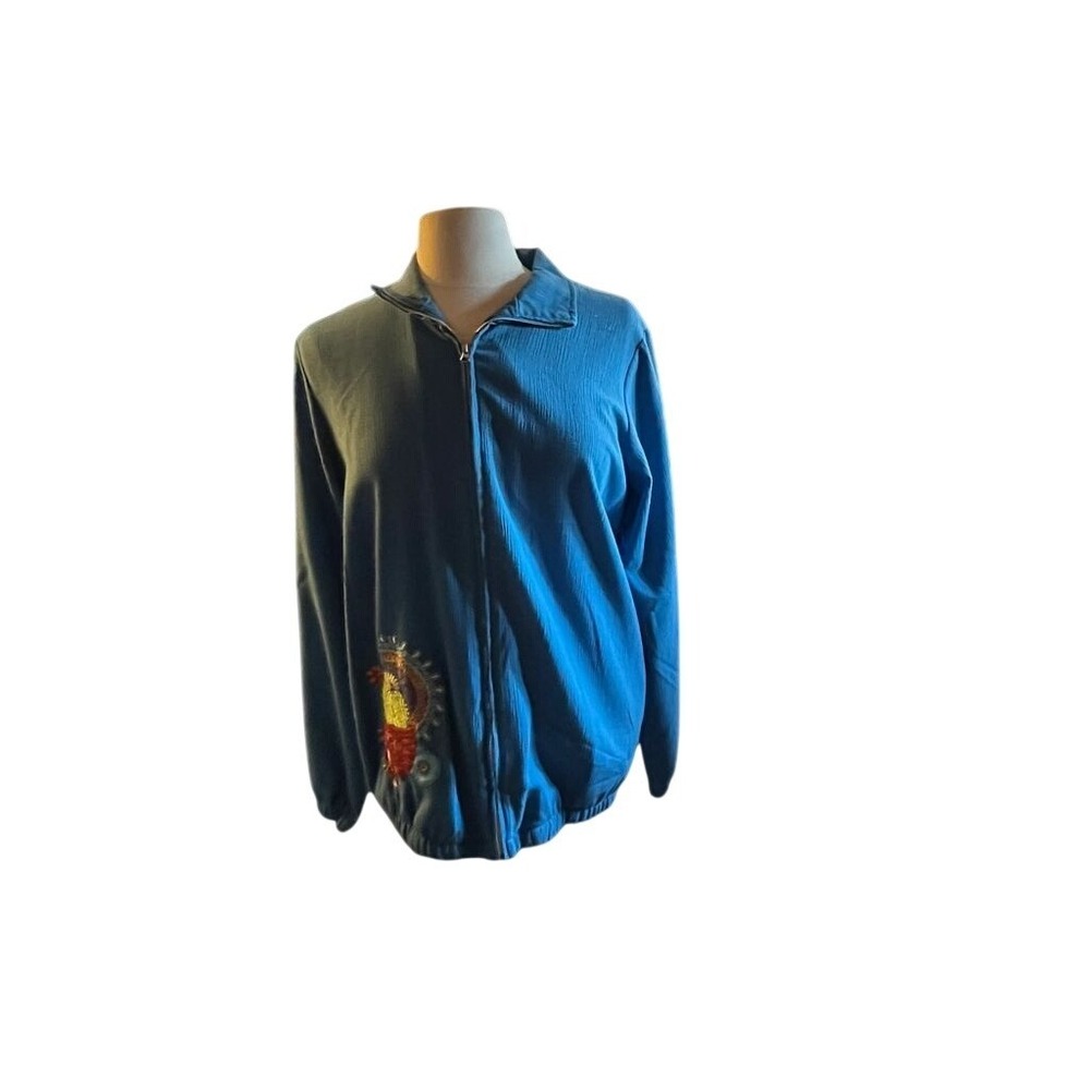Vintage‎ Retro Embroidered Cactus Jacket Lightweight Blair